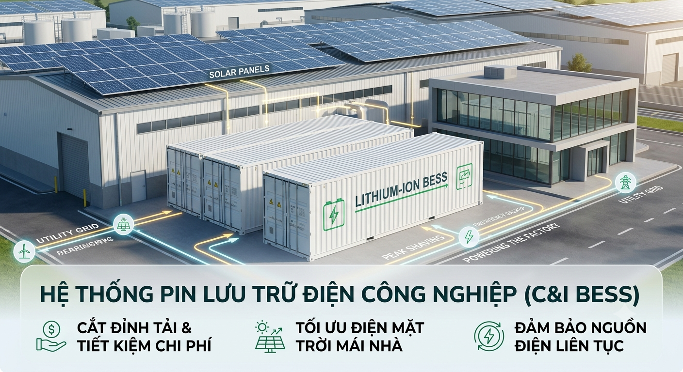Hệ thống pin lưu trữ cho các ứng dụng công nghiệp